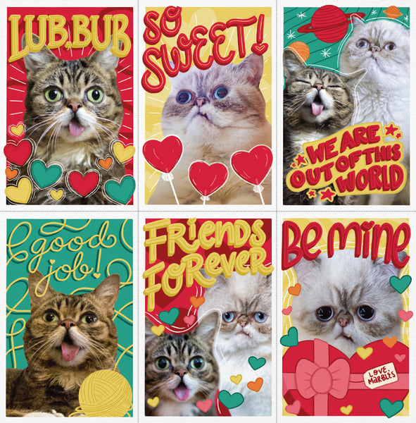 Tear-Away BUB+Marbles Valentine Cards - Pack of 24 (Four Sheets)