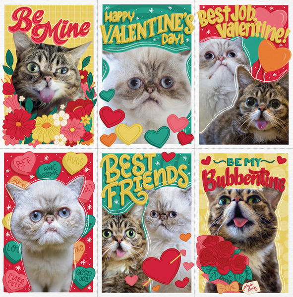 Tear-Away BUB+Marbles Valentine Cards - Pack of 24 (Four Sheets)