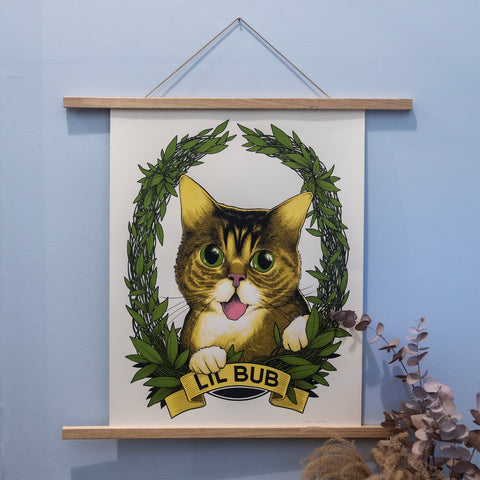 Walnut Hanger-Framed  Limited Edition "BUB Wreath" Art Print - Signed and Numbered by Justin Santora