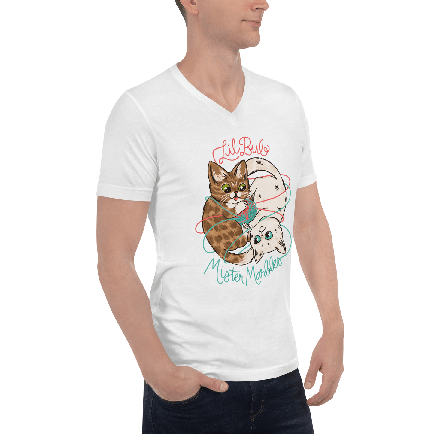 Unisex Short Sleeve V-Neck T-Shirt - Yin Yarng