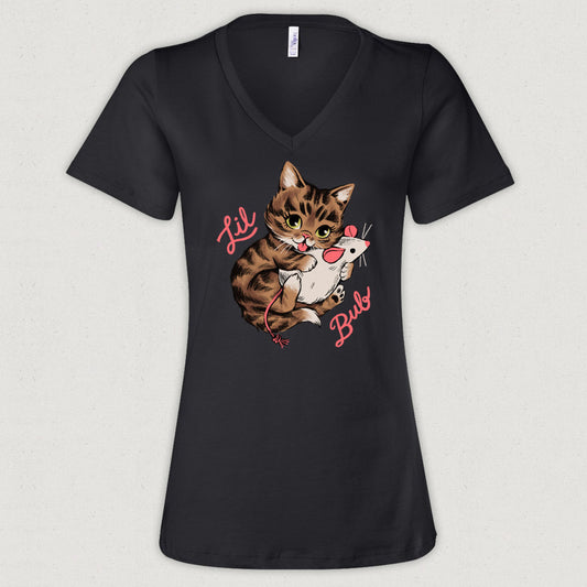 BUB n MOUSE - Women's V-Neck - Black (original screen-print)